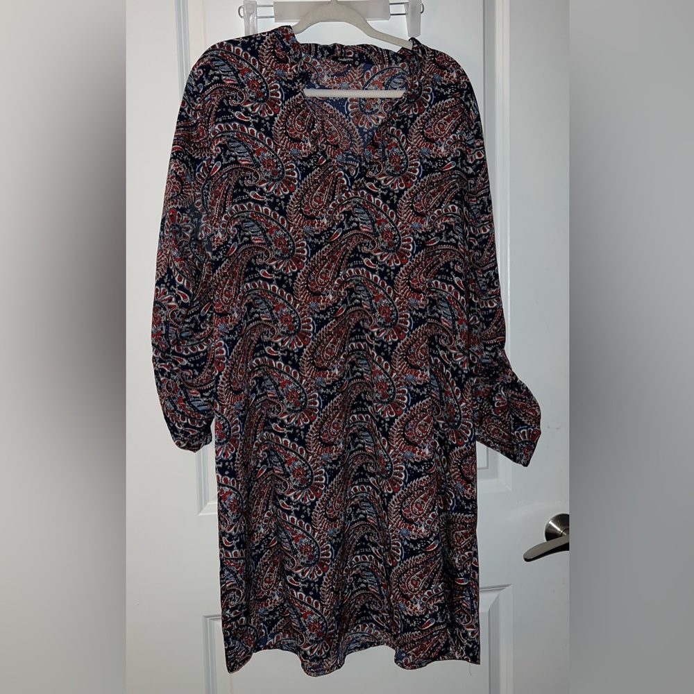 Indulge Red/Blue/ Pink Dress with Bishop Sleeves